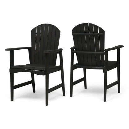 Outdoor weather resistant acacia wood Adirondack dining chairs, black, set of 2 on Tampa Home & Garden Store