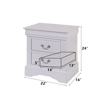 Louis Philippe III Sleek Design Nightstand, white finish with metal handles HouseOfZazla on Tampa Home & Garden Store