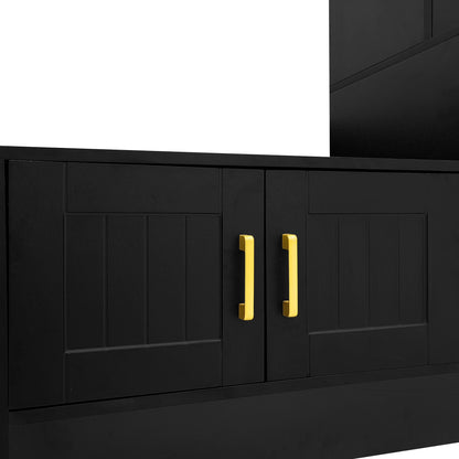 Wall unit entertainment center black finish with yellow handles by HouseOfZazla on Tampa Home & Garden Store