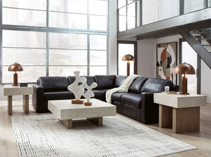 ModMax II Sectional stationary black leather sofa with copper lamps by Unique Piece Furniture on Tampa Home & Garden Store