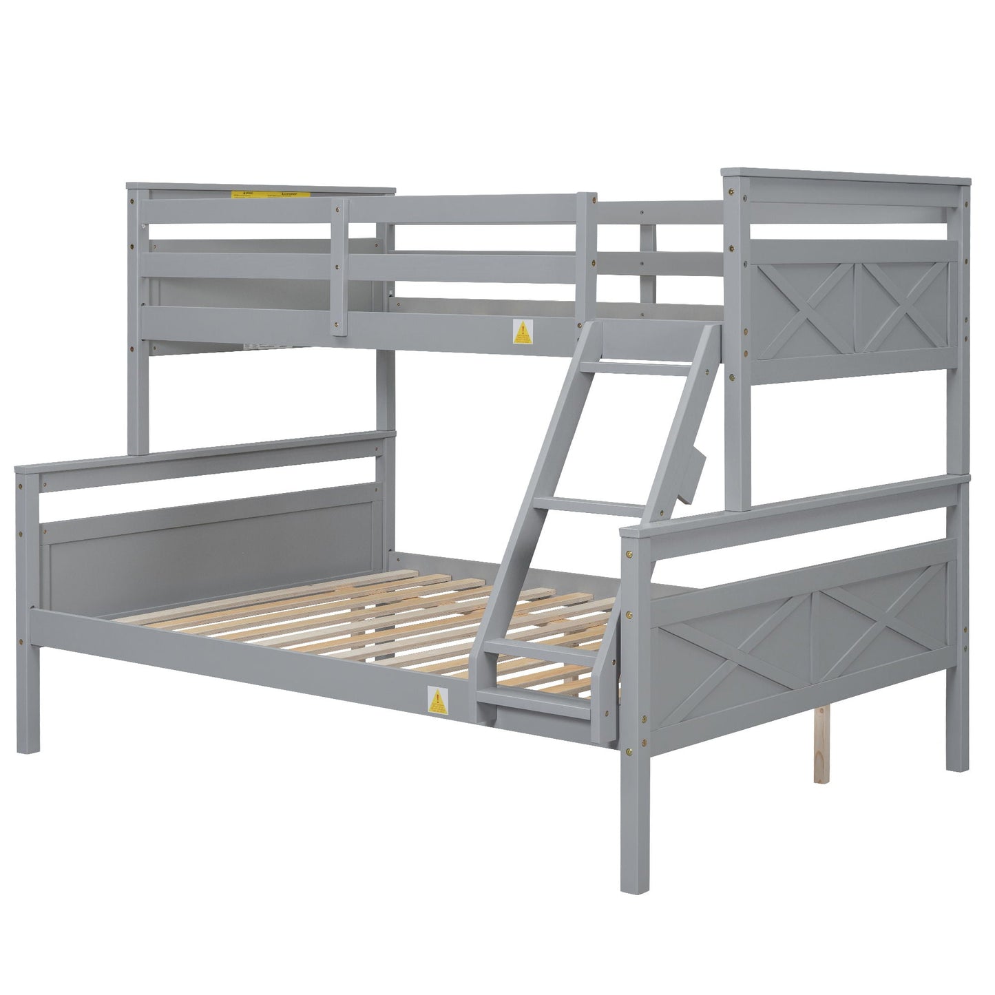Bunk bed with ladder and safety guardrails, gray finish, HouseOfZazla on Tampa Home & Garden Store