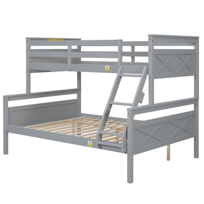Bunk bed with ladder and safety guardrails, gray finish, HouseOfZazla on Tampa Home & Garden Store