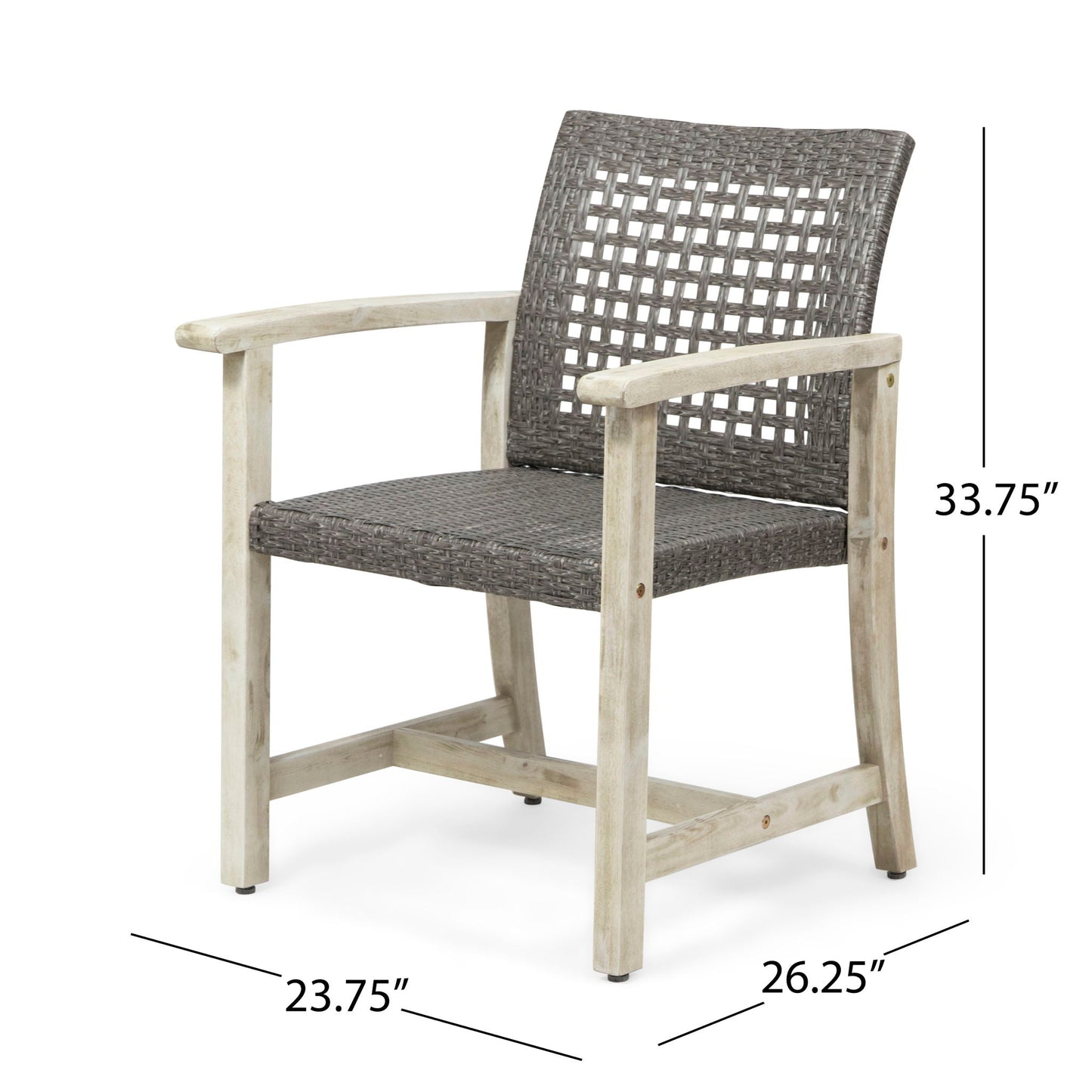 Outdoor dining chairs 2-pack with acacia wood and woven wicker seats by HouseOfZazla on Tampa Home & Garden Store