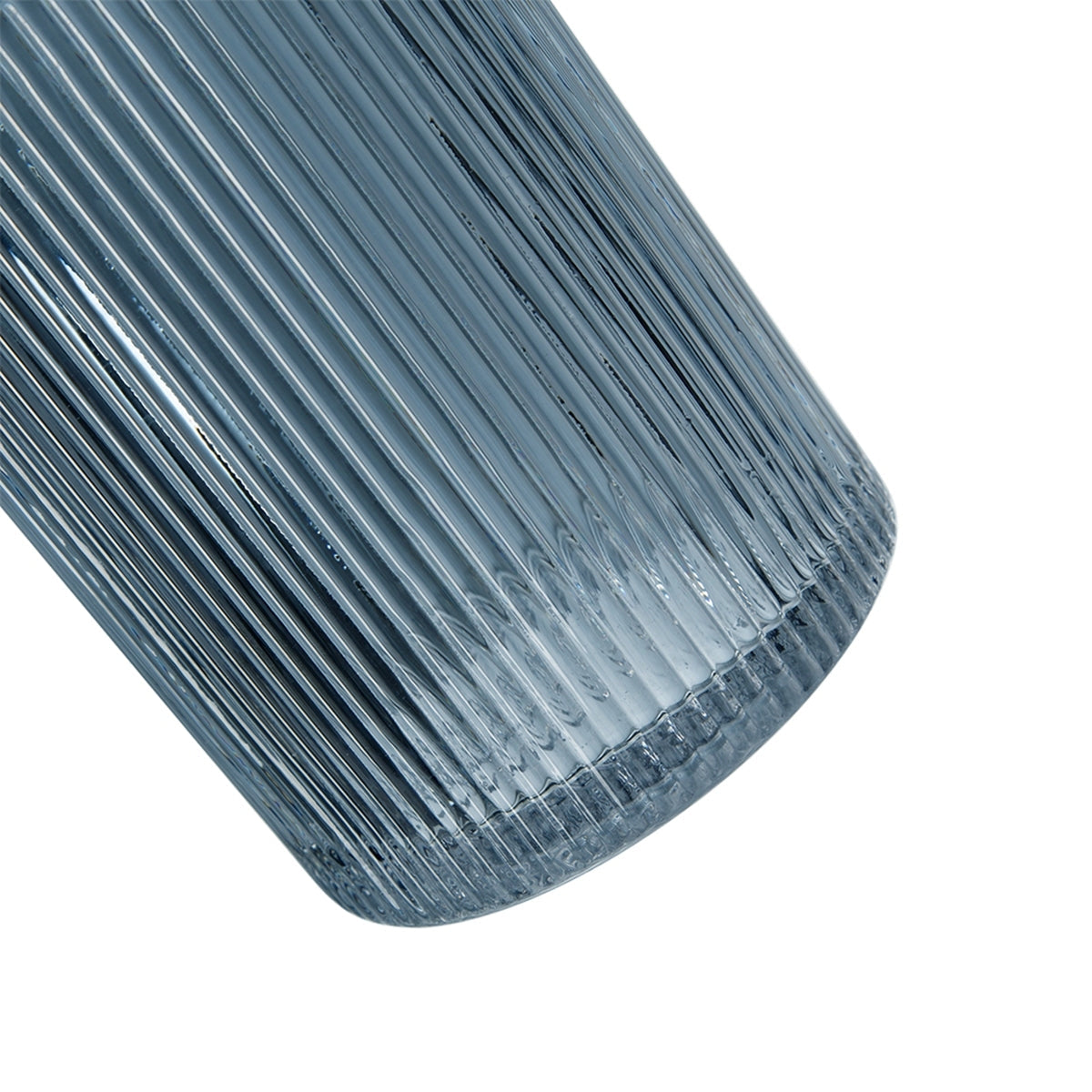 Clear Blue Glass Ribbed Accent Vases Set of 2