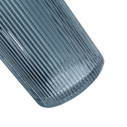 Clear Blue Glass Ribbed Accent Vases Set of 2
