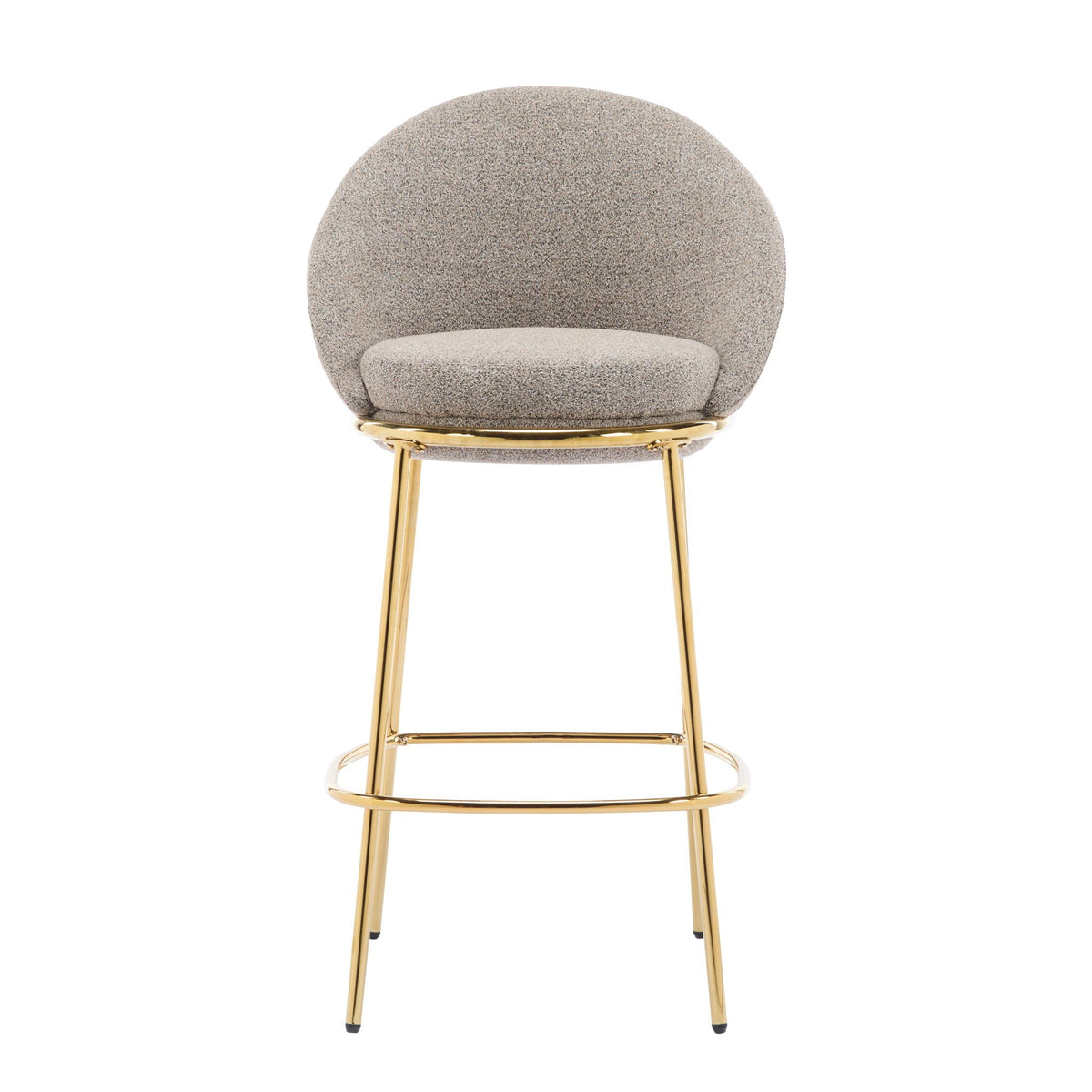 Celano Upholstered Barstools set of 2 by HouseOfZazla in beige boucle with gold metal legs on Tampa Home & Garden Store
