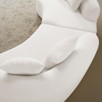 Curved 4 Seater Full Compression Sponge Sofa by HouseOfZazla in white stationary sofa on Tampa Home & Garden Store