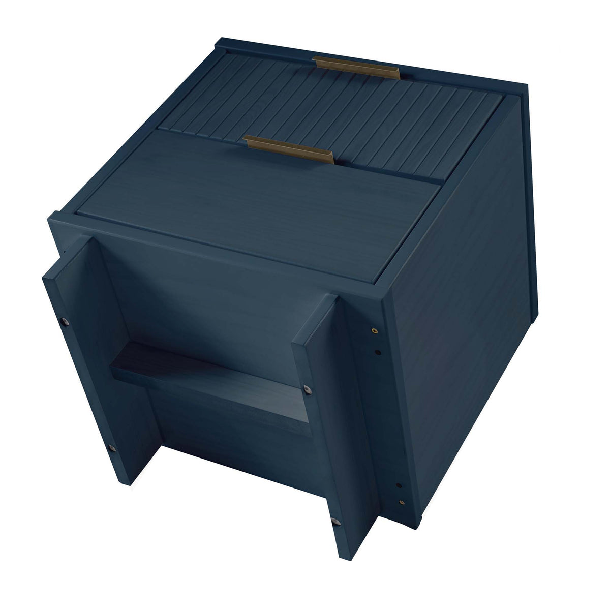 Granville Nightstand navy blue solid wood with 2 brass handles on Tampa Home & Garden Store