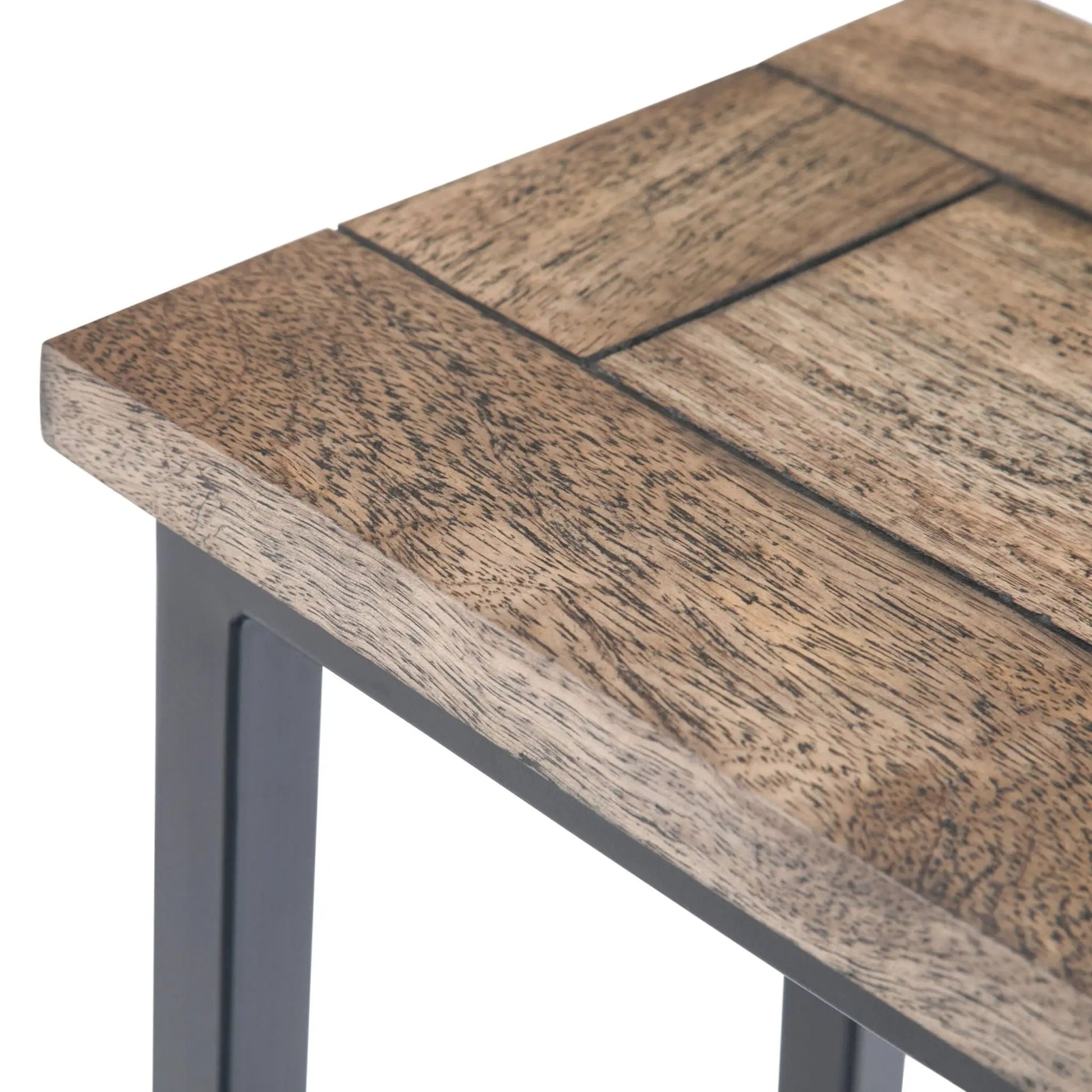 Skyler C Side Handcrafted Table wooden top with black metal legs on Tampa Home & Garden Store