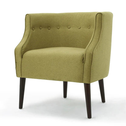 Contemporary upholstered club chair with button tufting in olive green fabric on Tampa Home & Garden Store