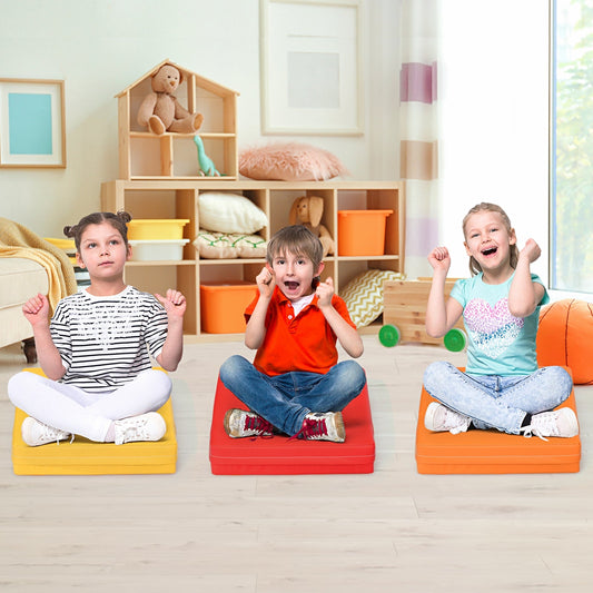 6 Pieces 15 Inches Square Toddler Floor Cushions Flexible Soft Foam Seating with Handles - Tampa Home & Garden Store