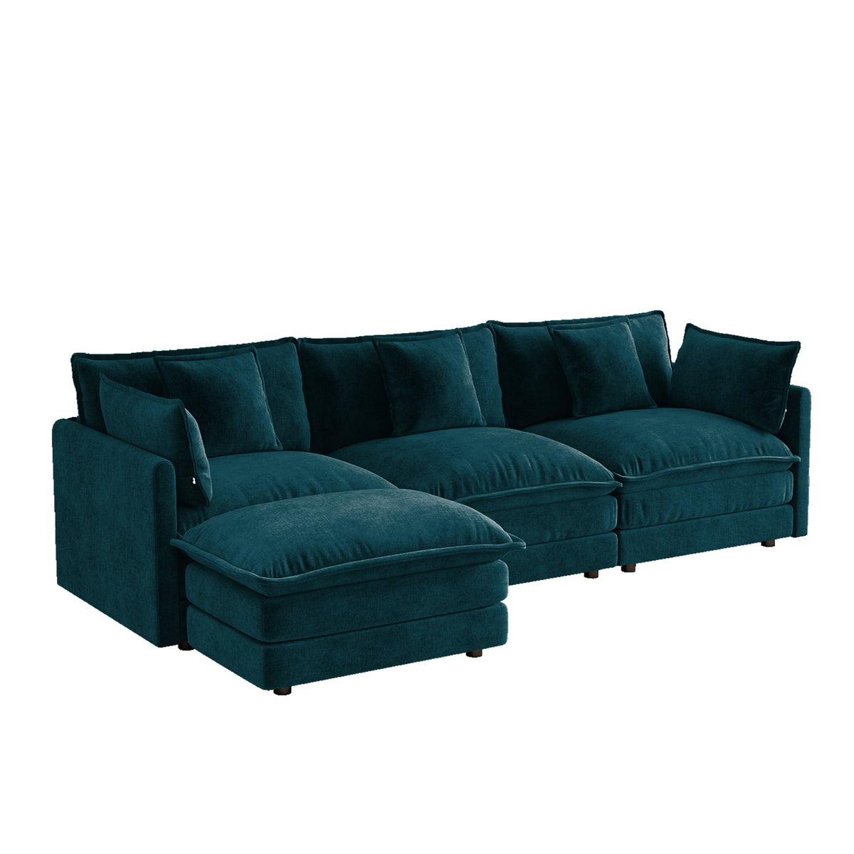 Oversize Chenille Fabric Sofa and Ottoman