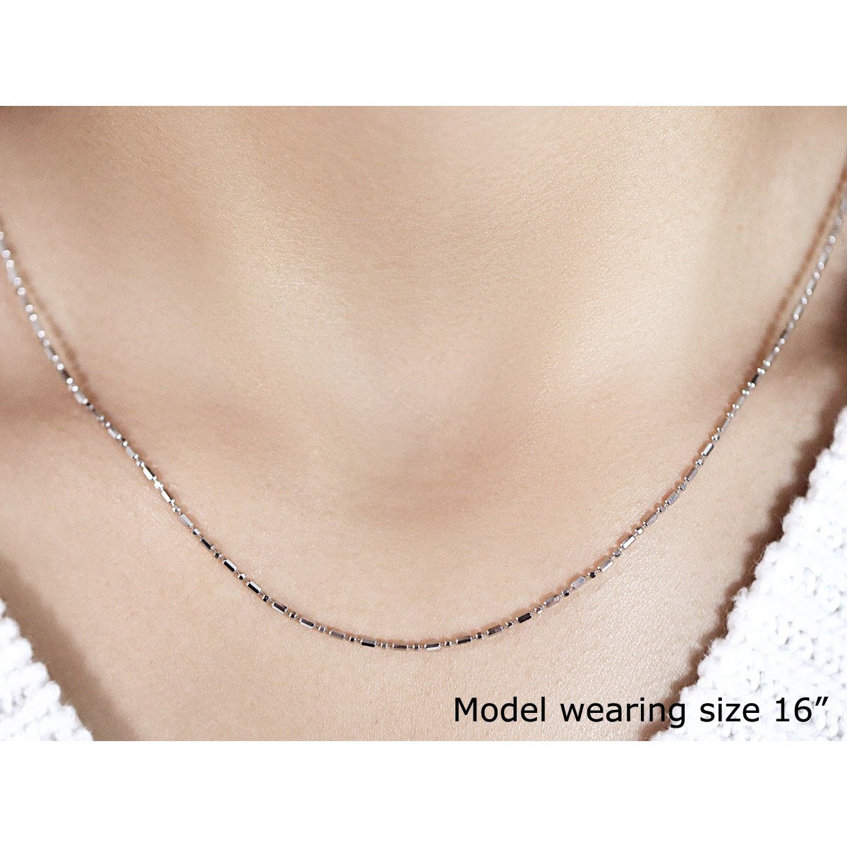 14k white gold diamond-cut alternating bead chain necklace 1.2mm by Bids.com on Tampa Home & Garden Store