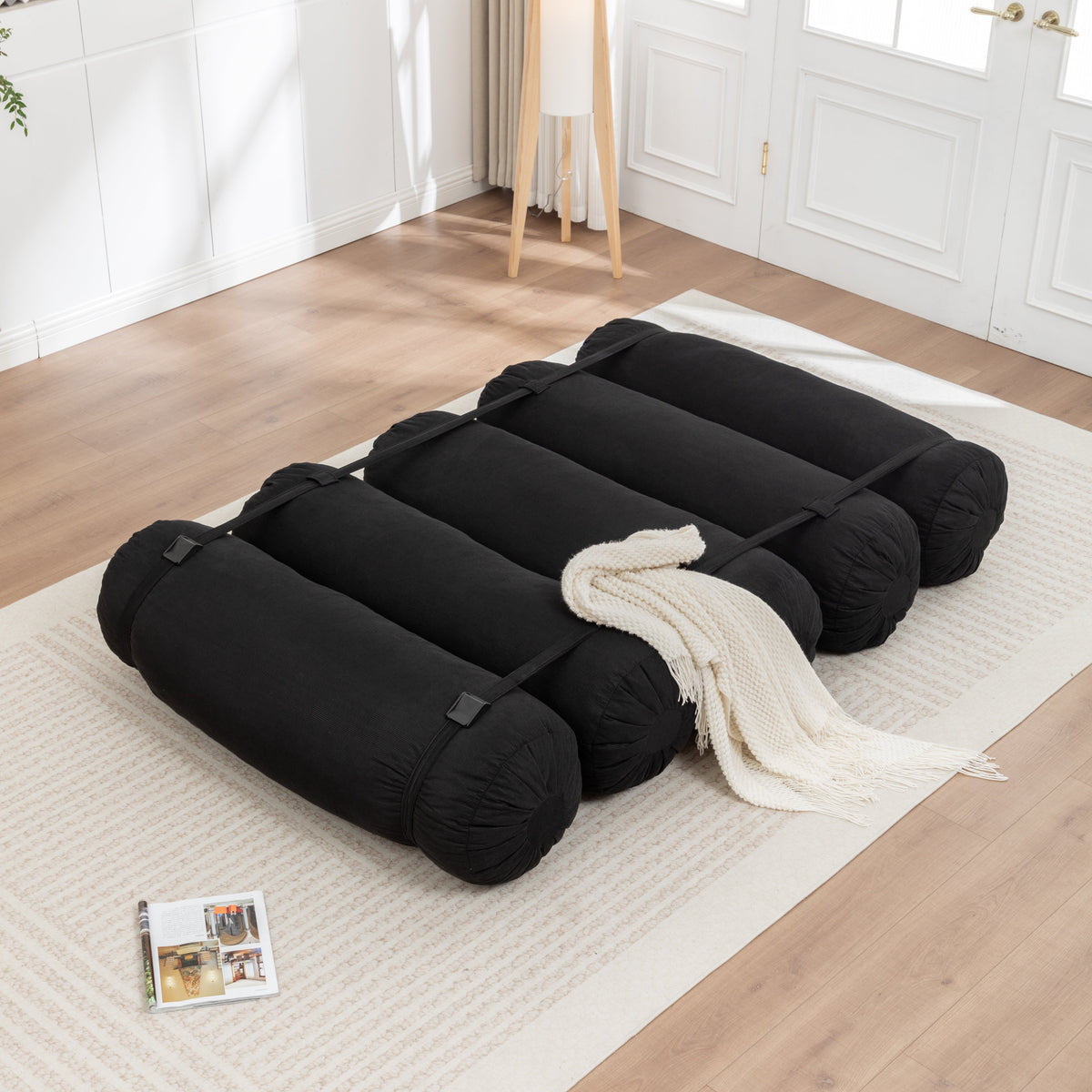 Adjustable Corduroy Convertible Floor Sofa