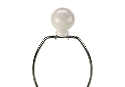 Table lamp with cream ceramic sphere finial on a chrome harp, HouseOfZazla contemporary lighting on Tampa Home & Garden Store