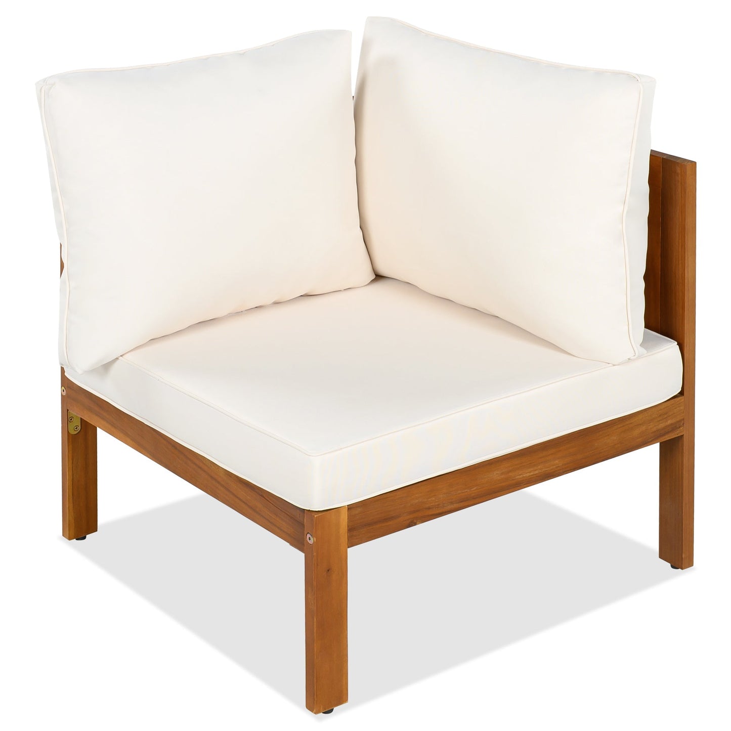 GO 4-Piece Outdoor Acacia Wood Sofa Set with white cushions and wooden frame on Tampa Home & Garden Store