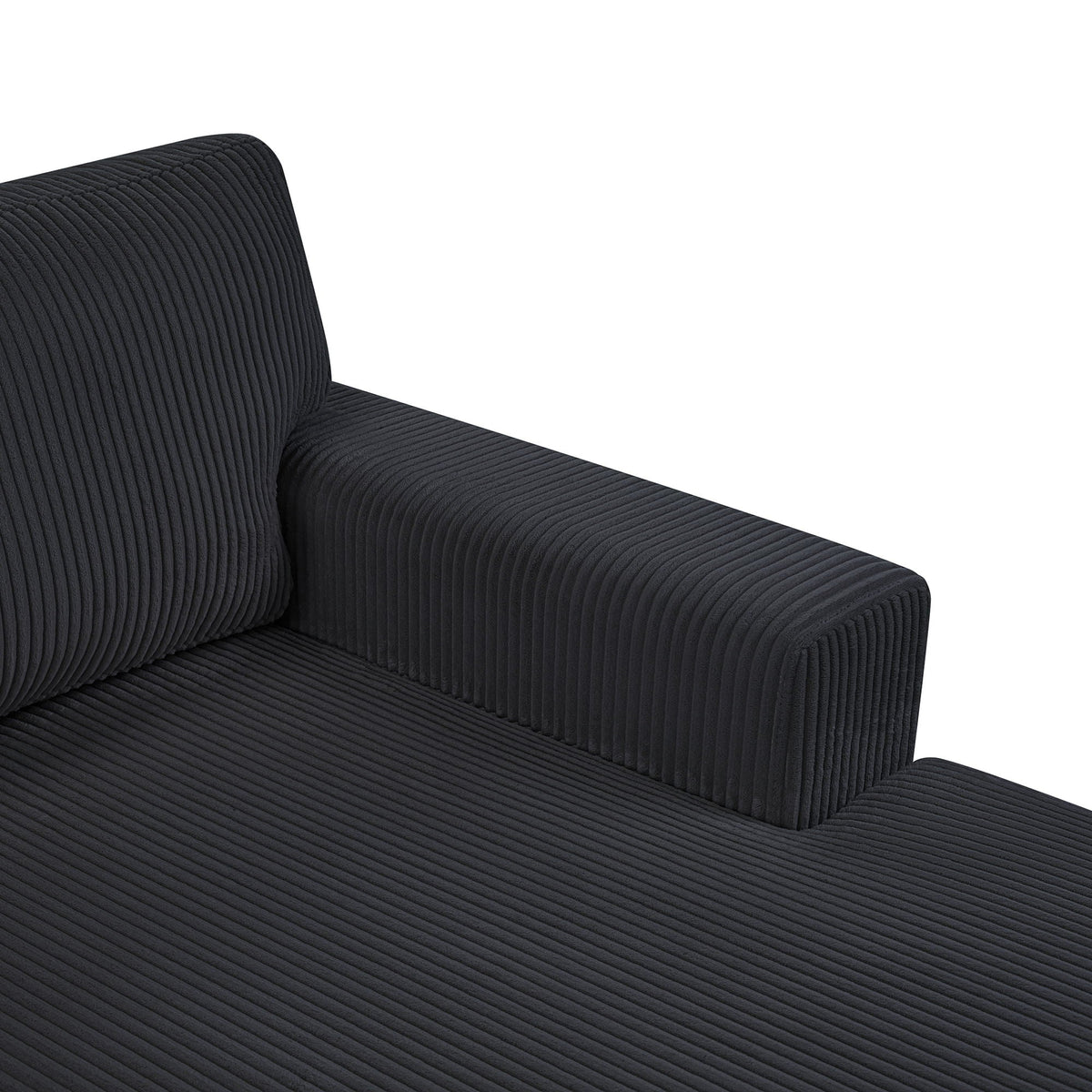 Oversized U-shaped sectional sofa in black corduroy upholstery with ribbed cushions on Tampa Home & Garden Store