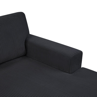Oversized U-shaped sectional sofa in black corduroy upholstery with ribbed cushions on Tampa Home & Garden Store