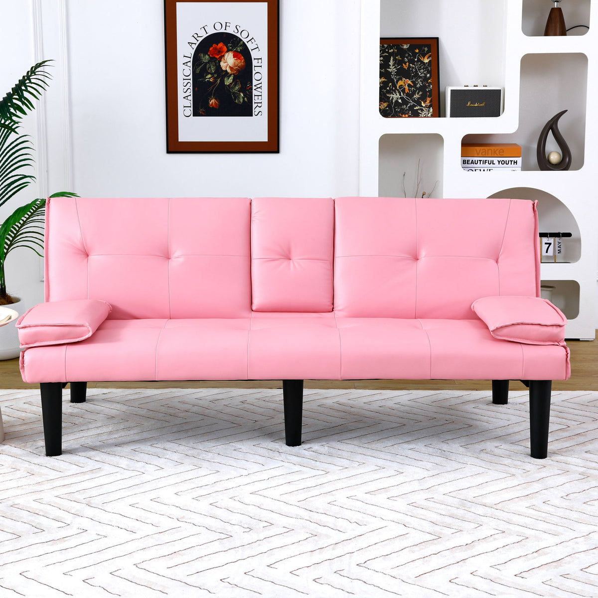 Compact Foldable Sofa Bed and Cup Holder
