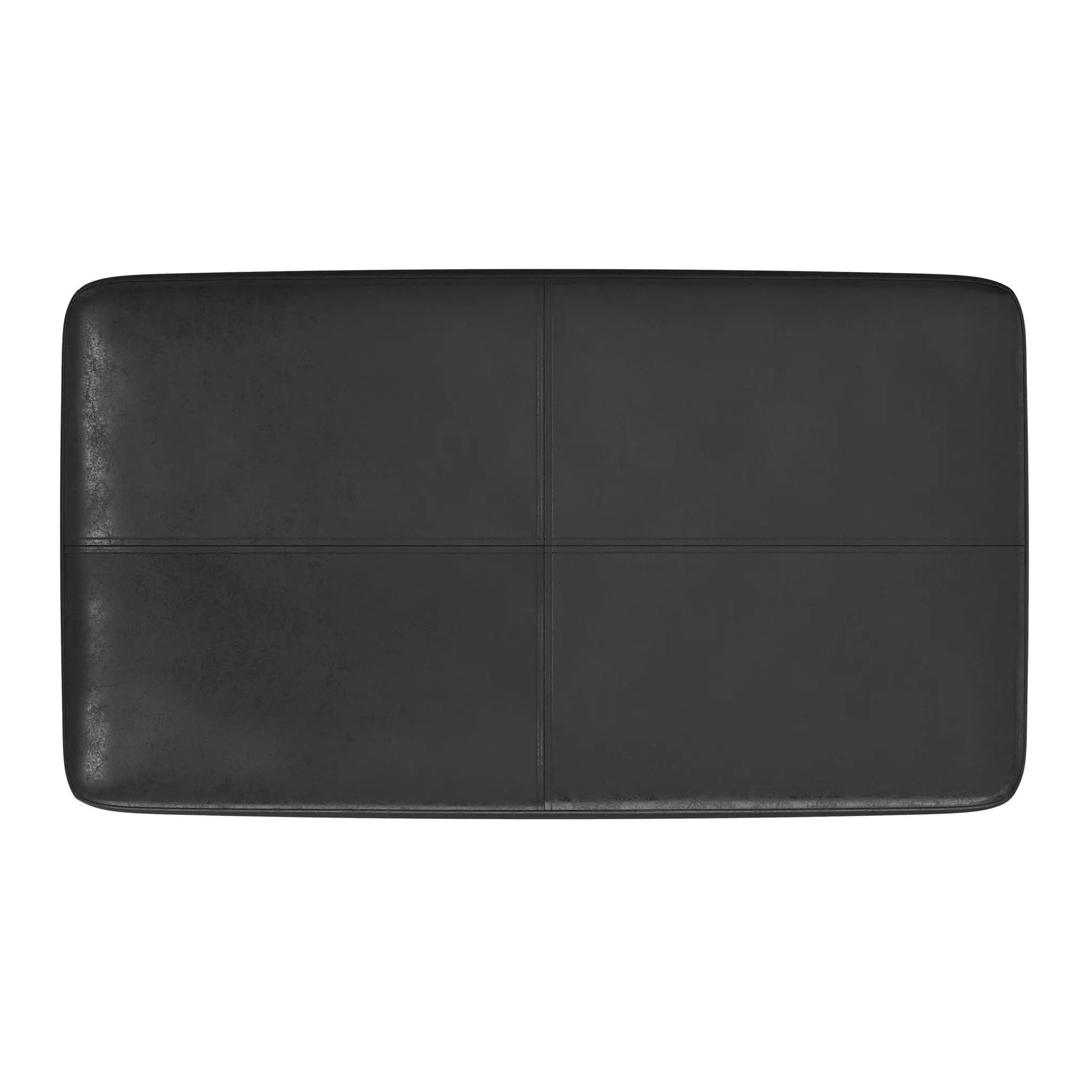 Carlson Ottoman Bench black leather mid-century design stitched panel Unique Piece Furniture on Tampa Home & Garden Store
