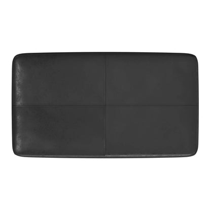 Carlson Ottoman Bench black leather mid-century design stitched panel Unique Piece Furniture on Tampa Home & Garden Store