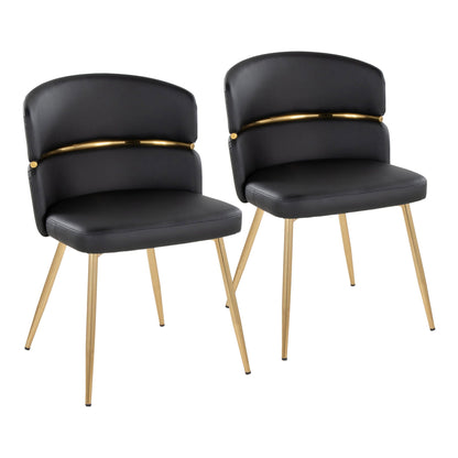 Art Deco dining chair set of 2 in black faux leather with gold metal accent by HouseOfZazla on Tampa Home & Garden Store