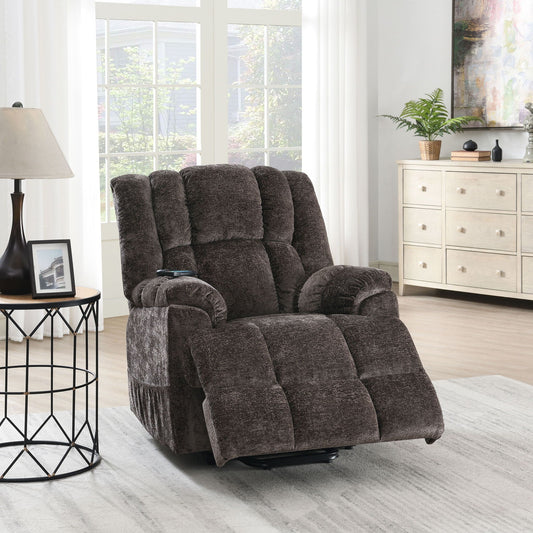 Power Motion Recliner With Lift in brown fabric with remote control on Tampa Home & Garden Store