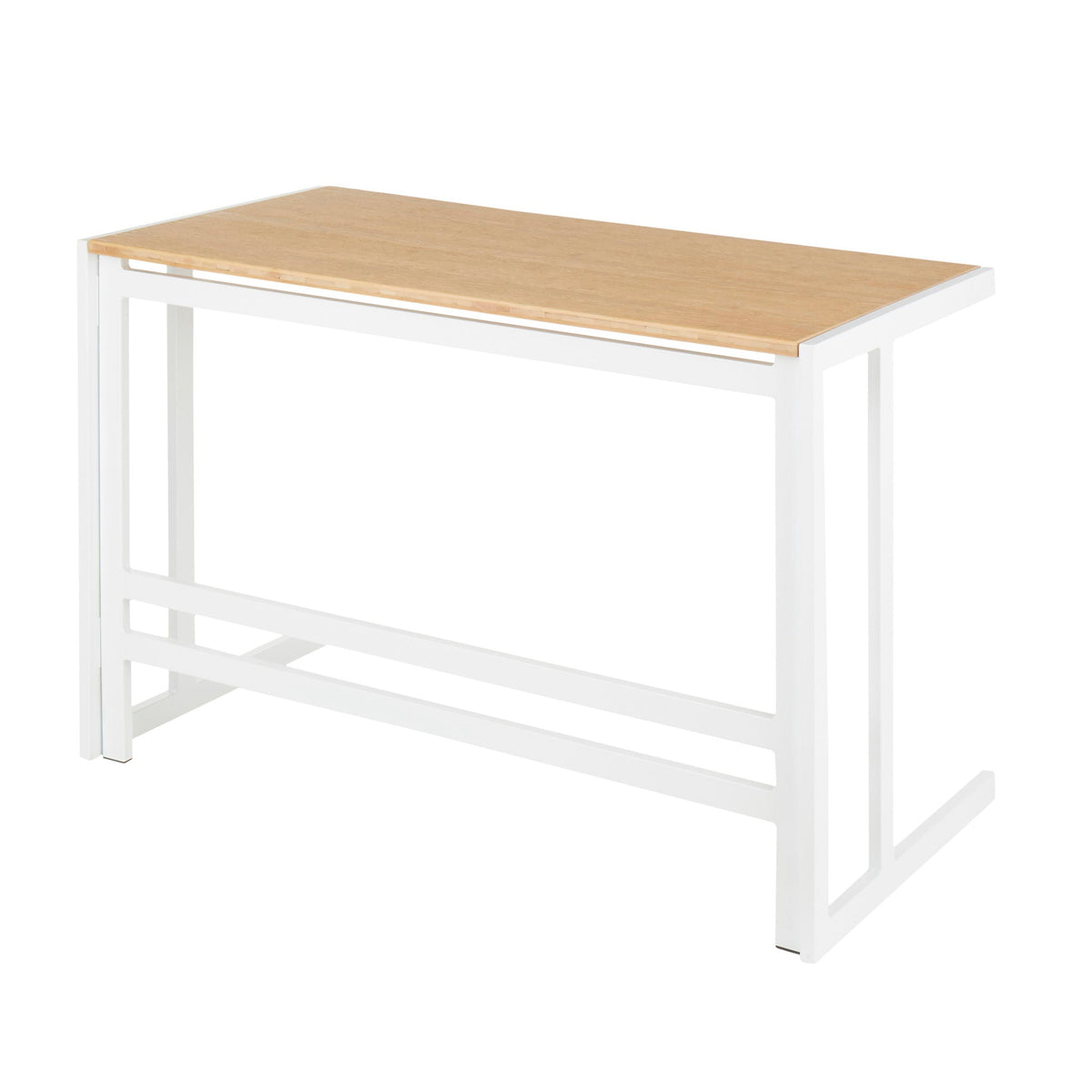 Industrial Office Desk with Bamboo Top by HouseOfZazla, white frame on Tampa Home & Garden Store