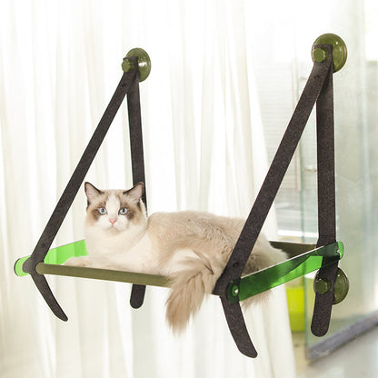 Window cat hammock with suction cups; Sell My Stuff, green frame, black straps, foldable bed on Tampa Home & Garden Store