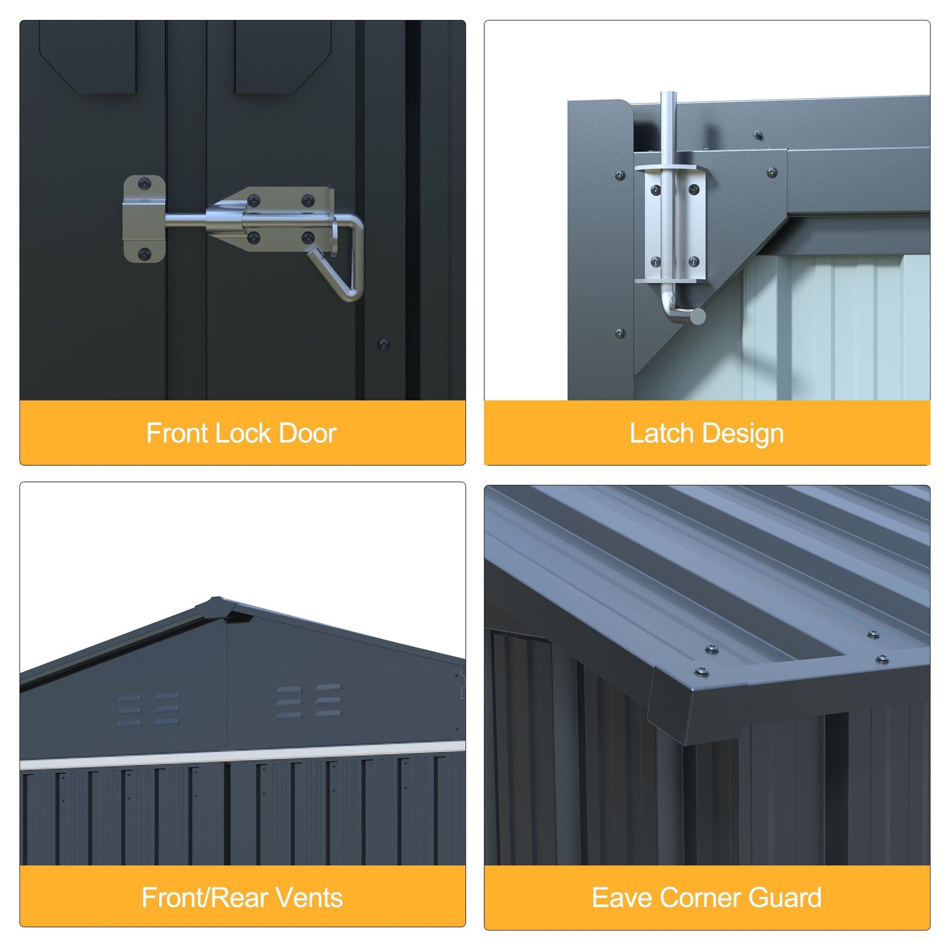Outdoor Storage Shed 20x13 ft HouseOfZazla with Front Lock Door, Latch Design, and Vents on Tampa Home & Garden Store