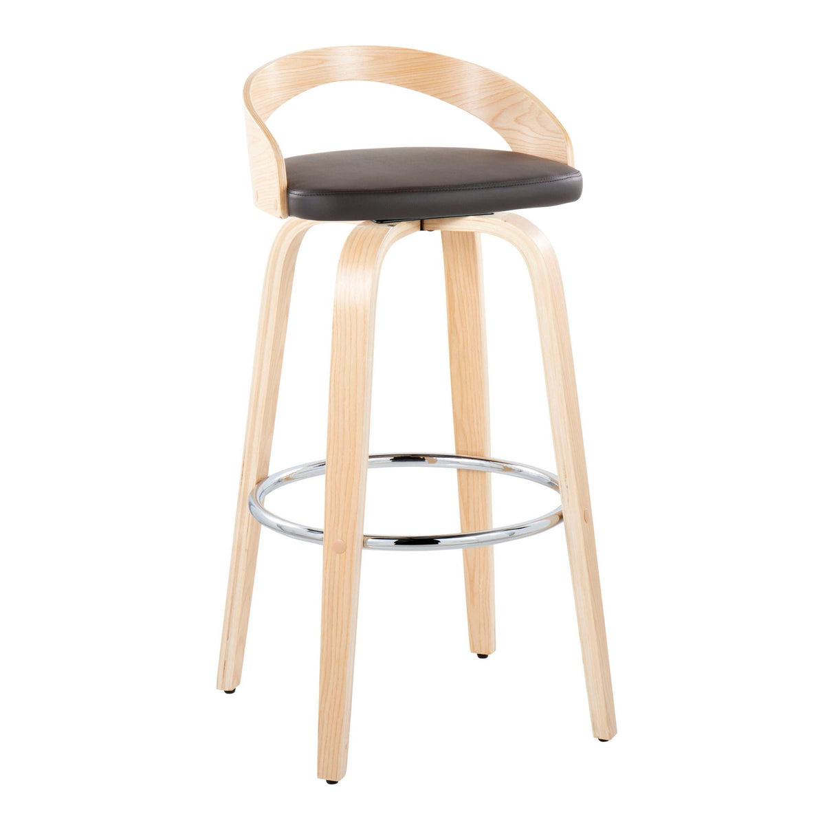 Barstool set fixed-height with curved wood frame and black cushioned seat HouseOfZazla on Tampa Home & Garden Store