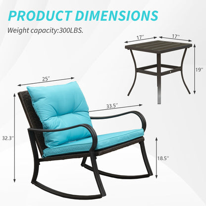 Metal Patio Rocking Bench and Two Cushions
