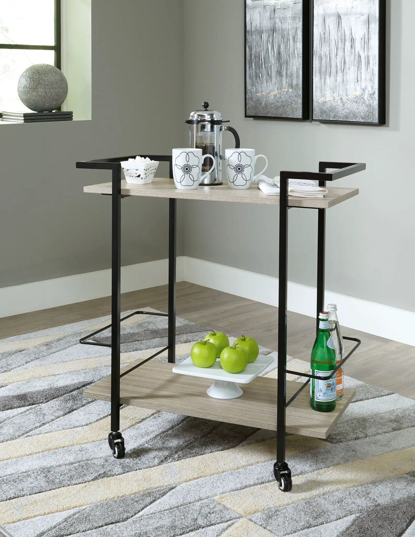 Waylowe Bar Cart Melamine and Locking Casters