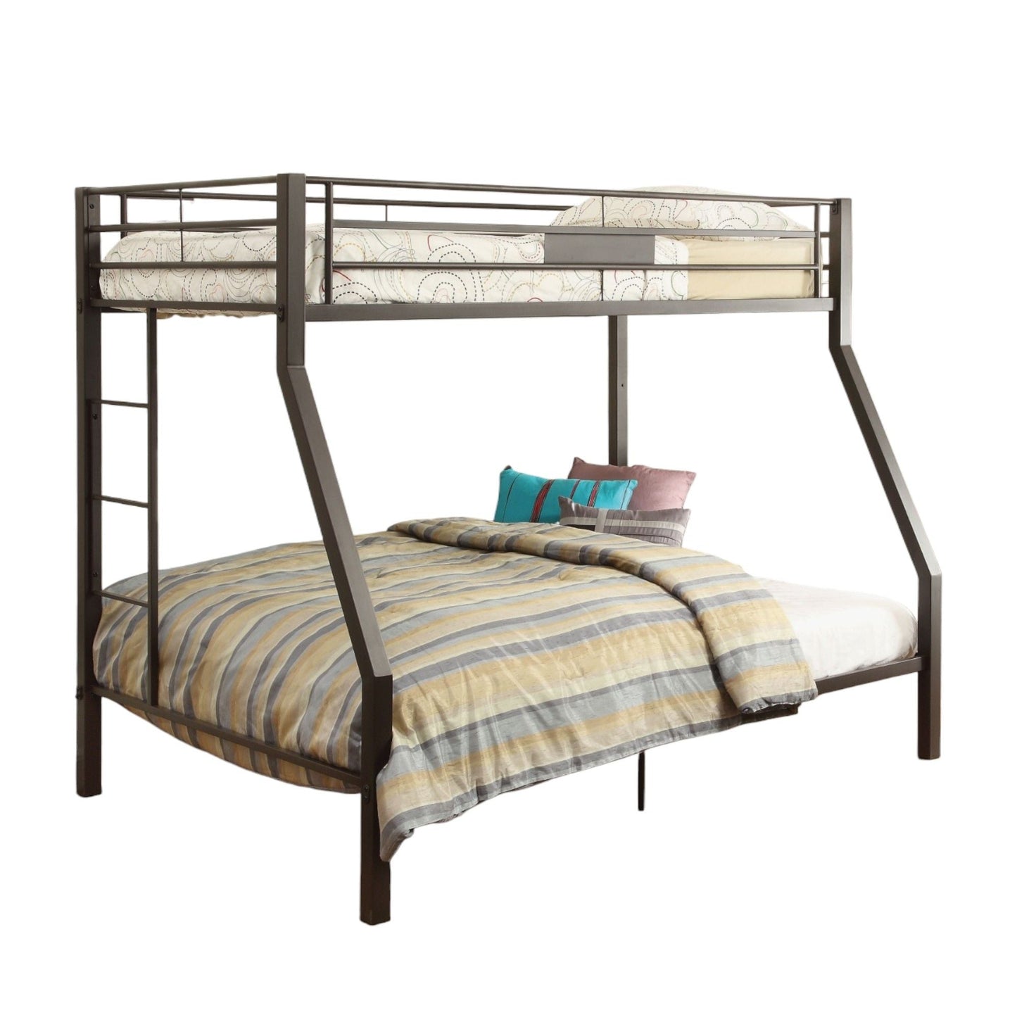Limbra Spacious Design Double Bunk Bed dark metal frame with top guard rails HouseOfZazla on Tampa Home & Garden Store