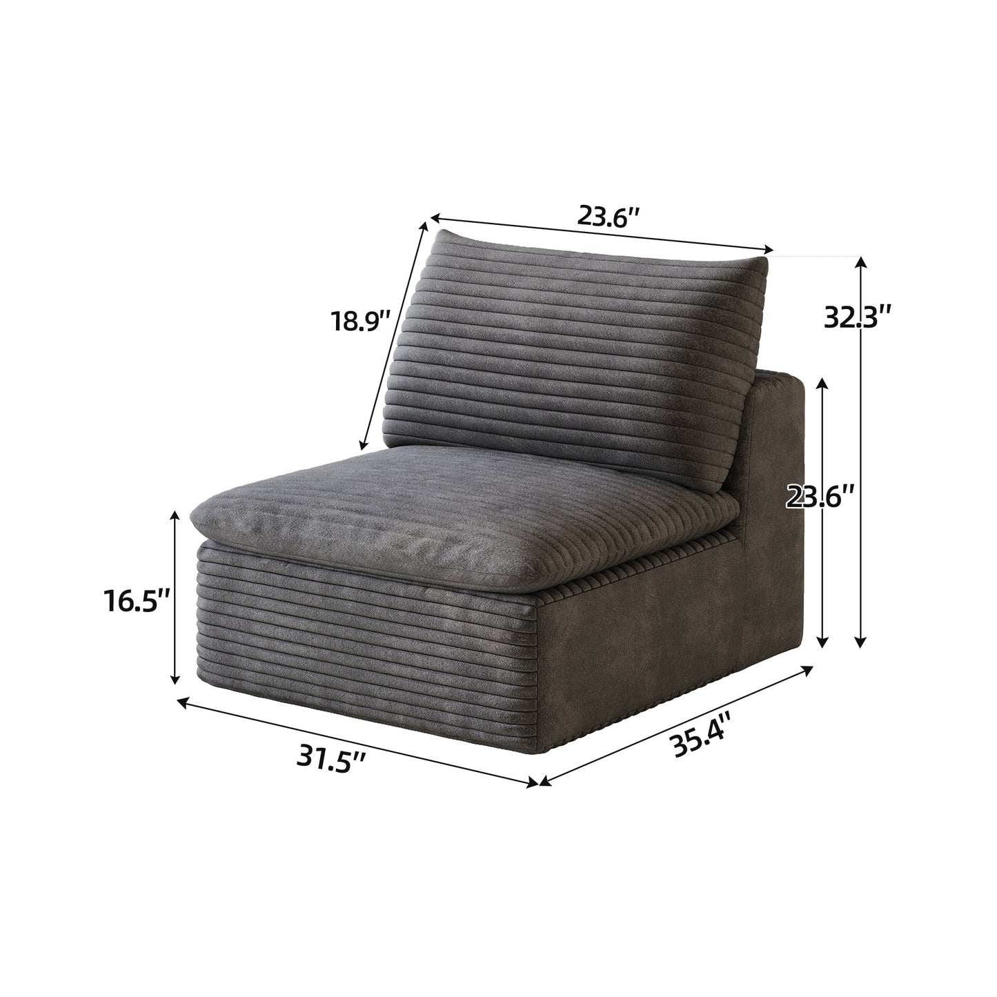 Stylish Modular One Middle Seat Sofa And Ottoman