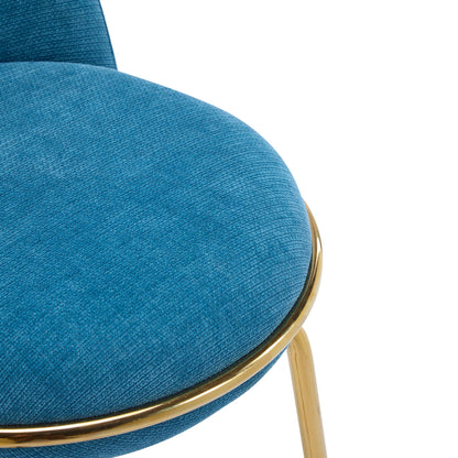 Rio Claro Indoor Upholstered Barstool set of 2 in blue fabric with gold frame and wood legs on Tampa Home & Garden Store
