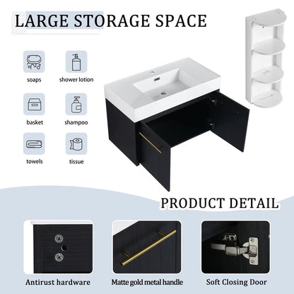Modern Wall Mounted Vanity with Resin Sink Rack