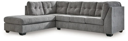 Marleton sleeper sectional by Unique Piece Furniture, grey fabric with tufted cushions, L-shape on Tampa Home & Garden Store