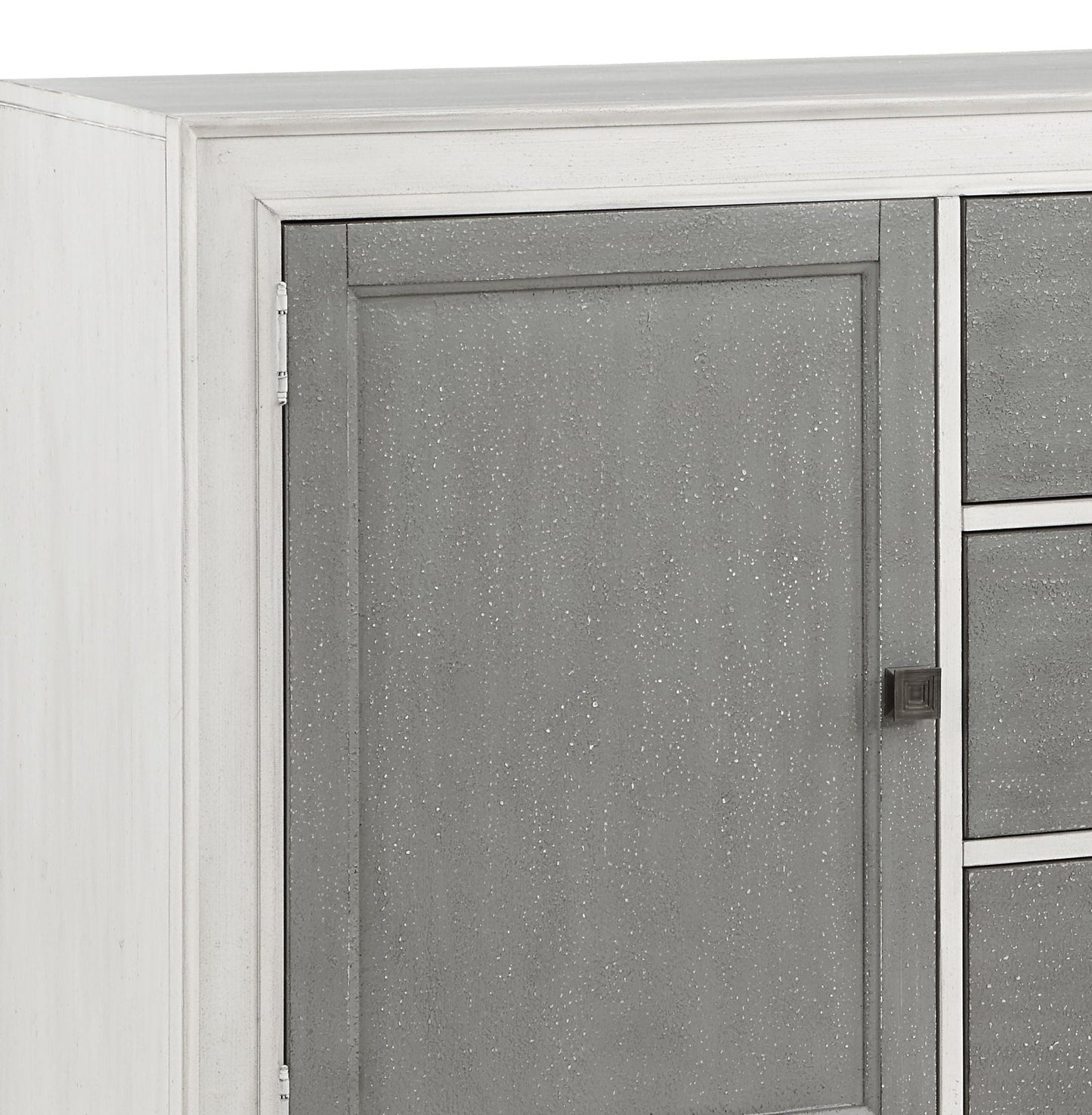 Katia server cabinet gray and white framed panel doors speckled finish on Tampa Home & Garden Store