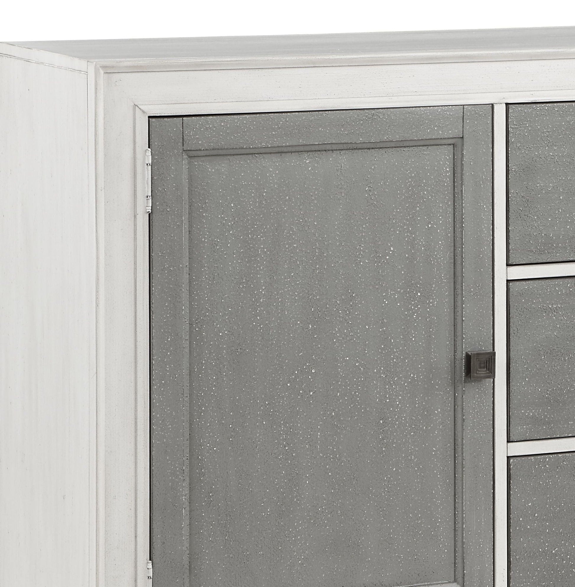 Katia server cabinet gray and white framed panel doors speckled finish on Tampa Home & Garden Store