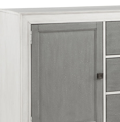 Katia server cabinet gray and white framed panel doors speckled finish on Tampa Home & Garden Store