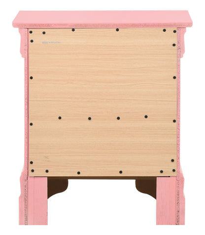 Nightstand by HouseOfZazla in pink with natural wood panel and visible screws on Tampa Home & Garden Store