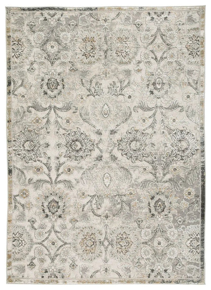Kilkenny rug, beige gray area rug with vintage floral damask motif, Unique Piece Furniture on Tampa Home & Garden Store