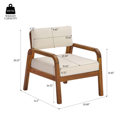 Outdoor Acacia Wood Armchair with a Soft Cushion
