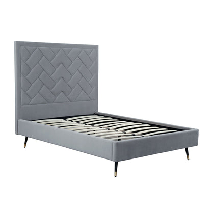 Crosby upholstered bed with grey quilted headboard and slatted base by HouseOfZazla on Tampa Home & Garden Store