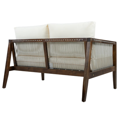 Outdoor Acacia Loveseat and Coffee Table Set