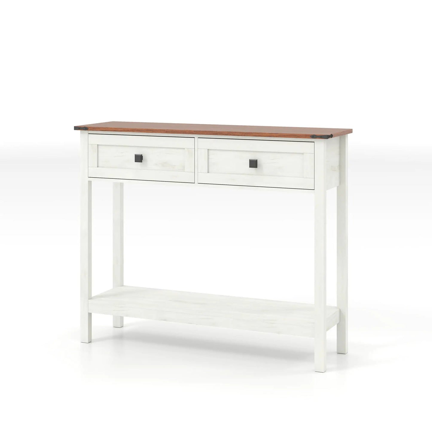 Farmhouse Console Table With 2 Drawers and Shelf