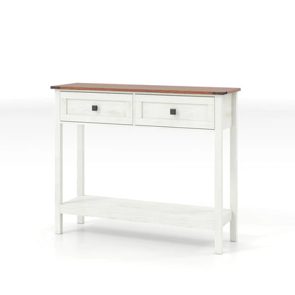 Farmhouse Console Table With 2 Drawers and Shelf