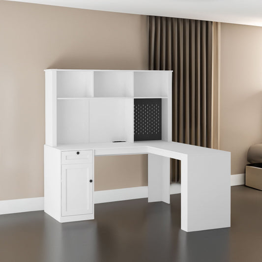 Corner gaming computer desk with socket, drawers, bookshelf and writing desk, modern L-shaped learning desk with storage space - Tampa Home & Garden Store