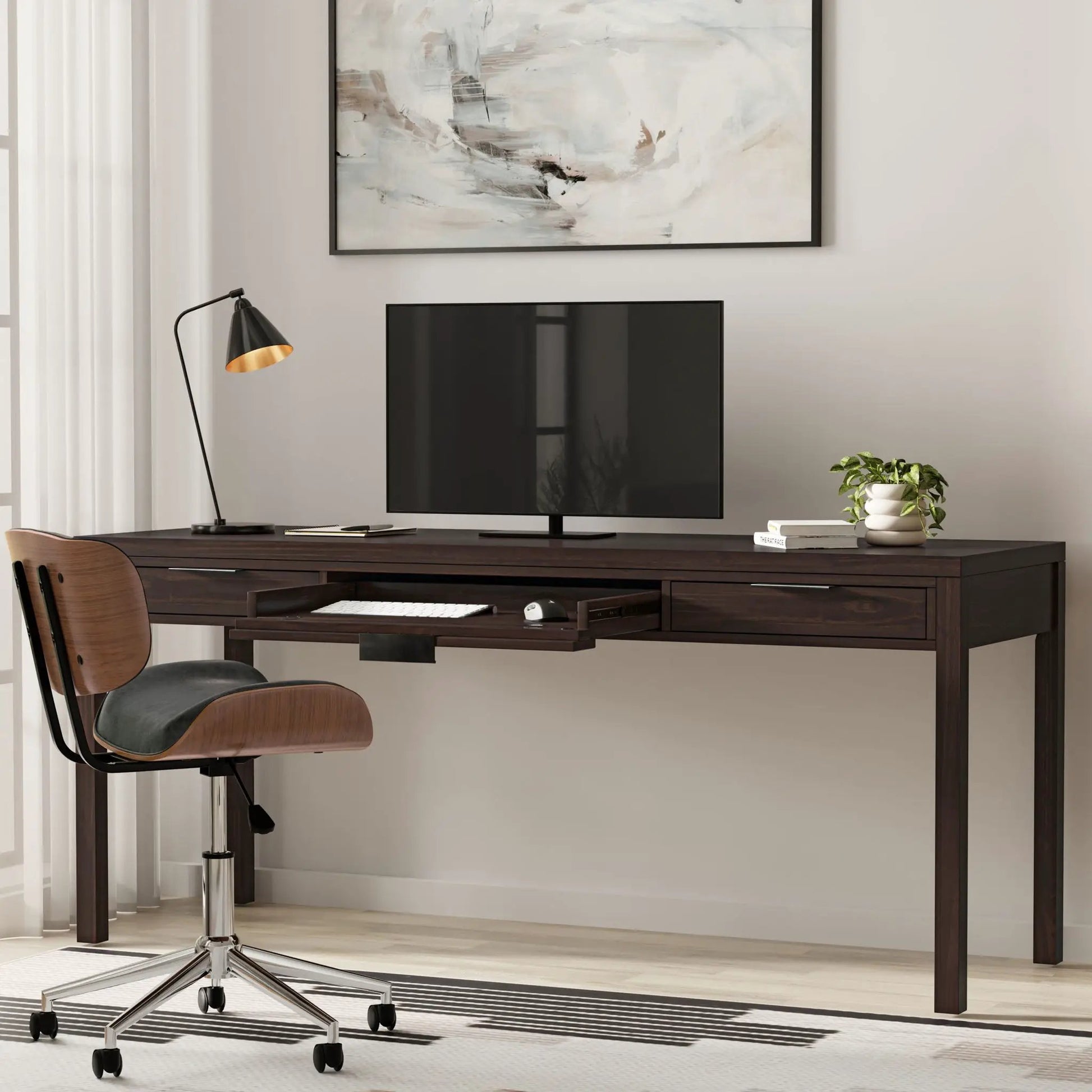 Hollander Handcrafted Desk, dark walnut writing desk with monitor by Unique Piece Furniture on Tampa Home & Garden Store